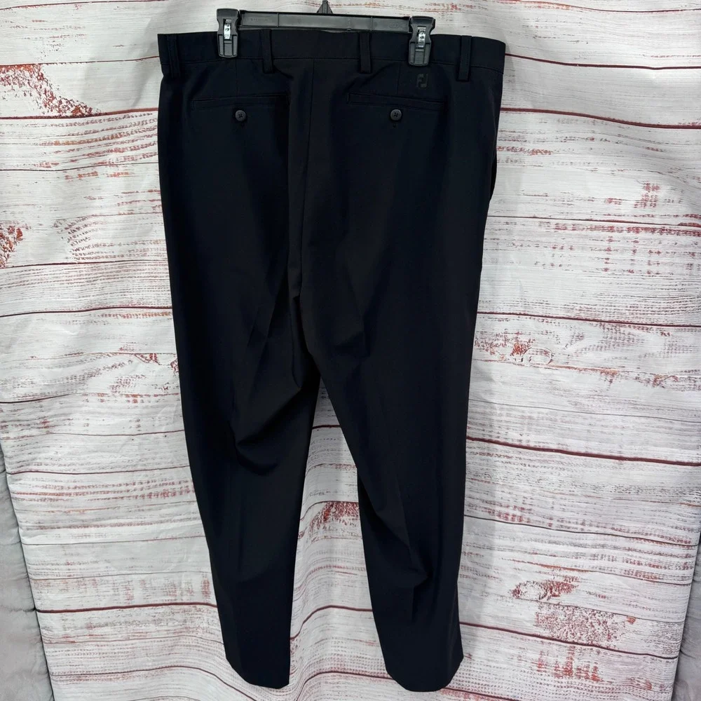 Footjoy Golf Pants Mens 38x32 Black Performance Flat Front Straight Leg Athletic
